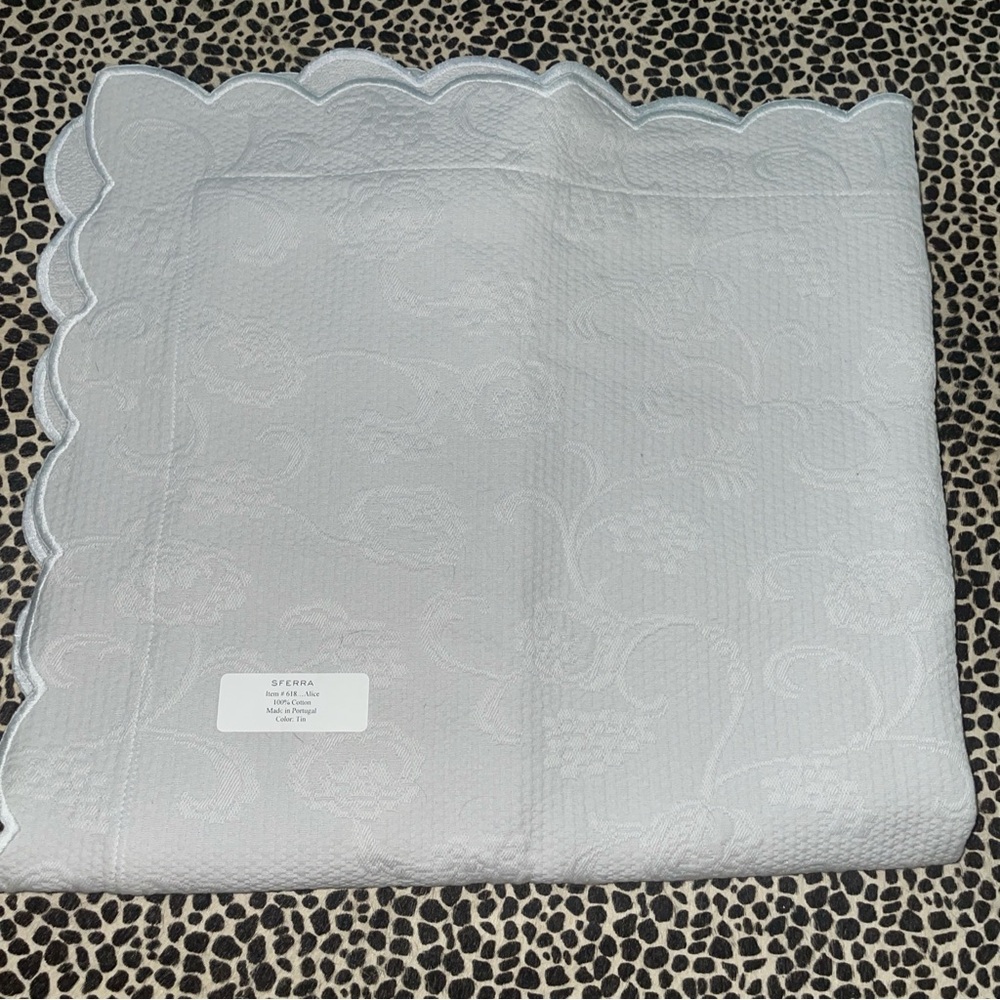 Sferra Alice 618 Gray Egyptian Cotton Euro Pillow Sham Scalloped Edges NWOT
